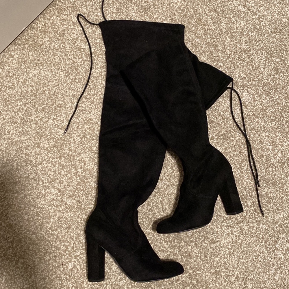 Women’s A New Day Black Suede - Over Knee Boots